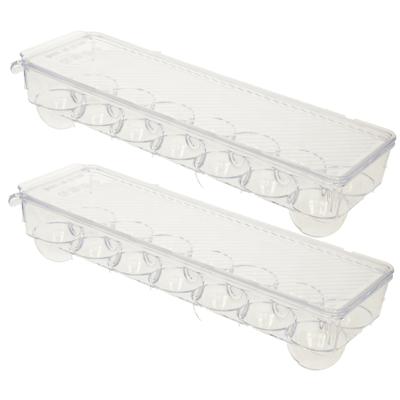PlasticForte Eierdoos - 2x - koelkast organizer eierhouder - 14 eieren - transparant - kunststof - 3