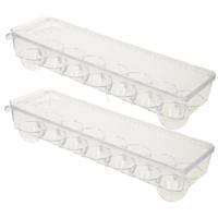 PlasticForte Eierdoos - 2x - koelkast organizer eierhouder - 14 eieren - transparant - kunststof - 3