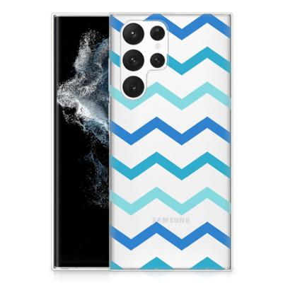 Samsung Galaxy S22 Ultra | TPU bumper | Zigzag Blauw