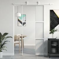 Schuifdeur 90x205 cm gehard glas en aluminium wit