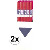 Tafellaken/tafelkleed rol papier - 2x - 800 x 120 cm - rood - Lange tafels - Damast papier