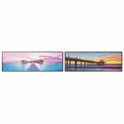 Schilderij DKD Home Decor S3018021 Mediterrane Zon (140 x 3,5 x 45 cm) (2 Stuks)