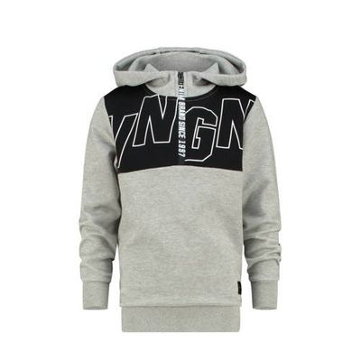 Vingino hoodie Nijato met printopdruk grijs melange/zwart Vingino hoodie Nijato met printopdruk grijs melange/zwart