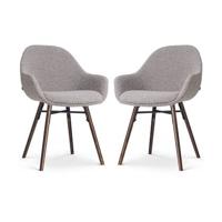 Nolon Nena-Mae Eetkamerstoelen Set van 2 - Bouclé Taupe - Walnoot