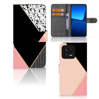 Xiaomi 13 | Book Case | Zwart Roze Vormen