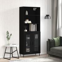 Hoge kast 69,5x34x180 cm bewerkt hout zwart
