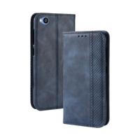 Magnetische Buckle retro textuur horizontale Flip lederen draagtas voor Xiaomi Redmi gaan met houder & kaartsleuven & portemonnee (blauw)