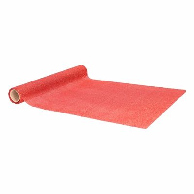 Set van 2x stuks kerst diner tafelloper rood met glitters 250 x 28 cm