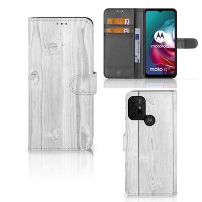 Motorola Moto G10 | G20 | G30 | Book Style Case | White Wood