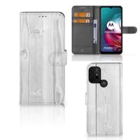 Motorola Moto G10 | G20 | G30 | Book Style Case | White Wood