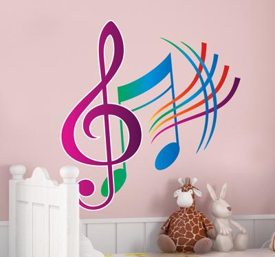 Sticker muzieknoot blauw paars