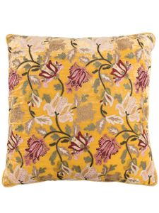 Anke Drechsel coussin en velours à fleurs brodées - Jaune