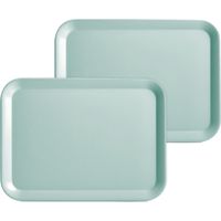 Set van 2x stuks aqua blauwe dienbladen rechthoek melamine 44 x 32 cm - thumbnail