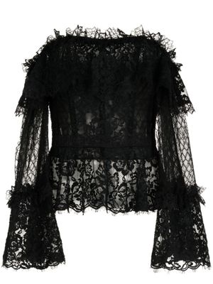 Zuhair Murad blouse péplum à épaules dénudées - Noir