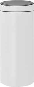 Brabantia Touch Bin, 30L Rond Kunststof, Roestvrijstaal Wit