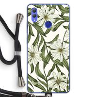 Wit bloemenpatroon: Honor Note 10 Transparant Hoesje met koord