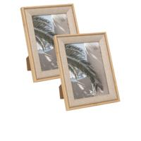 Atmosphera Fotolijstje - 2x - voor 13 x 18 cm foto - beige - mdf/glas - ornament frame 17.5 x 22.5 c
