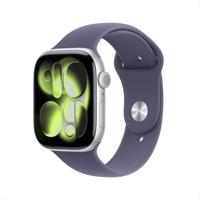 Apple Watch Series 11 GPS + Cellular 46mm Silver Aluminium Case met Purple Fog Sport Band - M/L Smartwatch Zilver