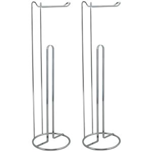 Wc/toiletrolhouder reservoir - 2x - metaal - zilver - 54 cm - Voor 4/5 rollen