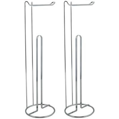 Wc/toiletrolhouder reservoir - 2x - metaal - zilver - 54 cm - Voor 4/5 rollen