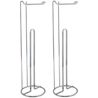 Wc/toiletrolhouder reservoir - 2x - metaal - zilver - 54 cm - Voor 4/5 rollen - thumbnail