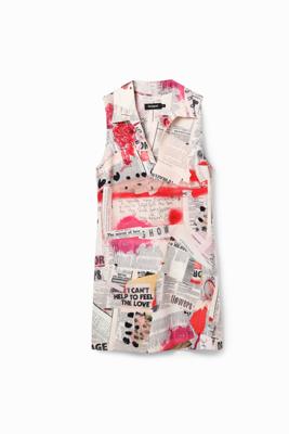 Polojurk met krantenknipsels - WHITE - M