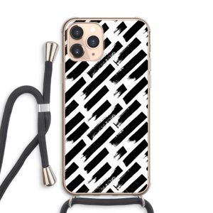 Zwarte vegen: iPhone 11 Pro Max Transparant Hoesje met koord
