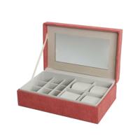 Juwelenkistje Versa Rood Polyester Karton Spiegel 16 x 7,8 x 25 cm