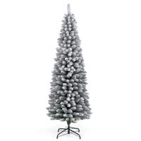 180 cm Kunstkerstboom Besneeuwde Kerstboom met 460 Takken Opvouwbare Metalen Standaard Slanke Vorm Seizoensdecoratie