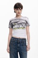 T-shirt met korte mouwen en palmbomen - BLACK - M