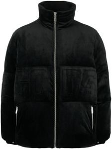 GCDS logo-embossed velvet padded jacket - Noir