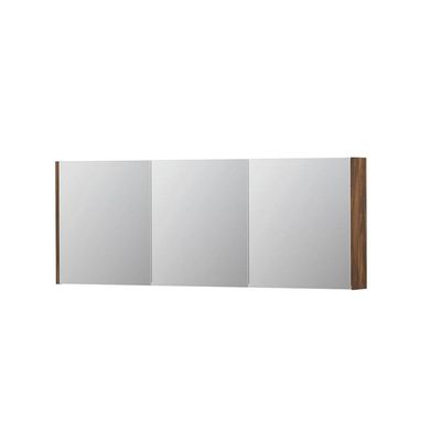 INK SPK1 Spiegelkast - 160x14x60cm - 3 deuren - dubbelzijdige Spiegel - schakelaar en stopcontact - MFC Noten 1110814