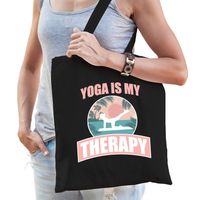 Yoga is my therapy katoenen tas zwart voor volwassenen - sport / hobby tasjes - thumbnail