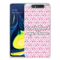 Samsung Galaxy A80 Silicone-hoesje Flowers Pink DTMP - thumbnail