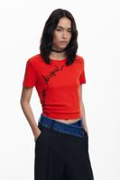 T-shirt met geborduurde zin - RED - M