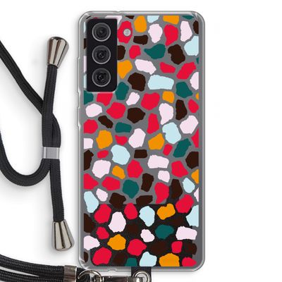 Colored Giraffe: Samsung Galaxy S21 FE Transparant Hoesje met koord