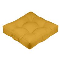 Stof Textile Vloerkussen XXL - okergeel - polyester - 60 x 60 x 12 cm - vierkant - Extra dik en gr