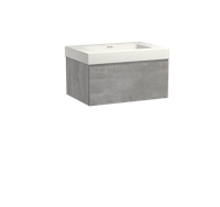 Storke Edge zwevend badmeubel 75 x 52 cm beton donkergrijs met Mata High enkele wastafel in mat witte solid surface - thumbnail