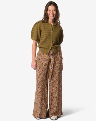 HEMA Damesbroek Remmy wide fit bloemen groen (groen)