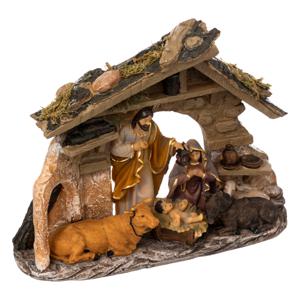 Feeric Christmas Compleet kerststalletje - met beeldjes - L22 x B7,5 x H30 cm - polyresin