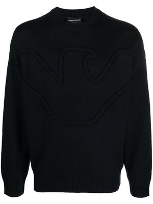 Emporio Armani pull à logo embossé - Bleu