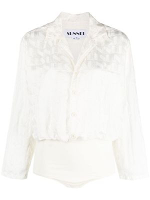 Sunnei body longues manches à logo en jacquard - Blanc
