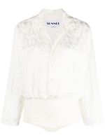 Sunnei body longues manches à logo en jacquard - Blanc
