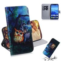 Olieverf uil patroon gekleurde tekening horizontale Flip lederen case voor Huawei mate 20 lite met houder & card slots & portemonnee