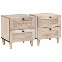 Nachtkastje 2 pcs Beige 40 x 33 x 46 cm Massief acaciahout