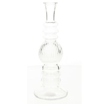 Bloemenvaas Florence - voor kleine stelen/boeketten - transparant glas - ribbel - D8,5 x H23 cm