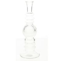 Bloemenvaas Florence - voor kleine stelen/boeketten - transparant glas - ribbel - D8,5 x H23 cm