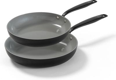 BE Living Koekenpannenset ø 24 & 28 cm - keramische anti-aanbaklaag - geschikt voor alle warmtebronnen - zwart