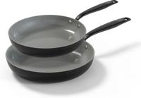BE Living Koekenpannenset ø 24 & 28 cm - keramische anti-aanbaklaag - geschikt voor alle warmtebronnen - zwart