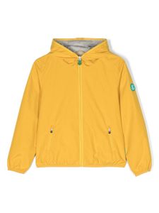 Save The Duck Kids logo-patch zip-up hooded jacket - Jaune